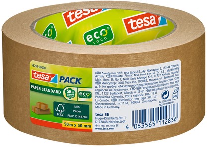 Verpakkingstape tesapack® Papier Standard ecoLogo, 50mmx50m, bruin