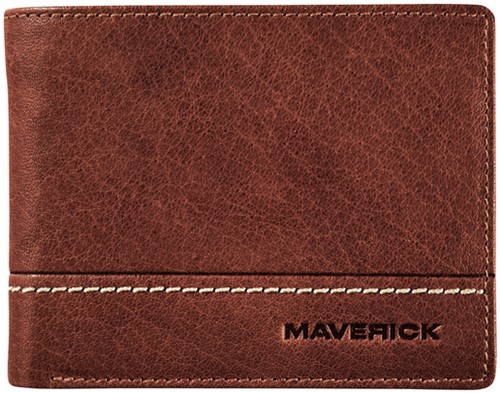 Portemonee Maverick Rough Gear compact kleingeldvak RFID leer bruin