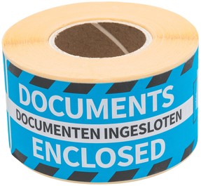 Waarschuwingsetiket Rillprint documents enclosed 46x125mm blauw 250 stuks