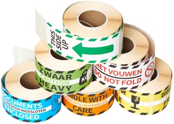 Waarschuwingsetiket Rillprint 46x125mm fragile geel 250 stuks-3