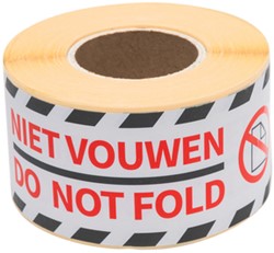 Waarschuwingsetiket Rillprint do not fold 46x125mm wit 250 stuks