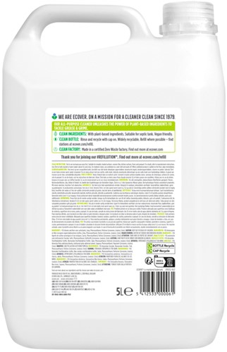 Allesreiniger Ecover citroengrass & gember navulflacon 5L-2