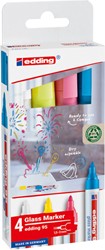 Viltstift edding 95 glasbord rond 1.5-3mm incl wit assorti 4 stuks