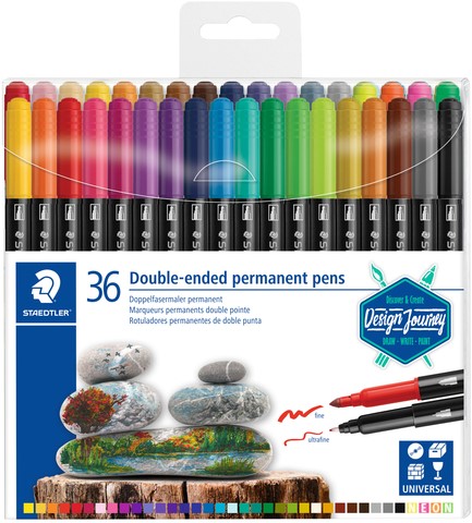 Viltstift Staedtler Design Journey permanent dubbele punt 36 kleuren