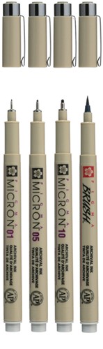 Fineliner Sakura Pigma Micron lichtgrijs set 4 maten-3
