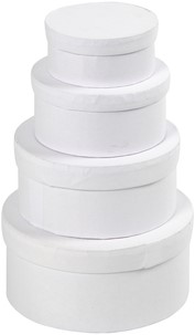 Doos Creativ Company rond 4 stuks Ø 8, 10, 12, 14cm, hoogte 4, 5, 6, 7cm wit-3