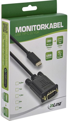 Kabel inLine USB-C VGA 3.1 M/M 2 meter zwart-2