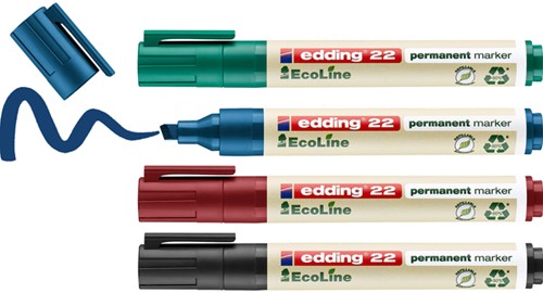 Permanent marker edding 22 Ecoline, schuin, assorti, set à 4 stuks-2