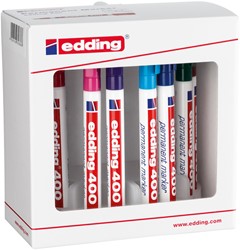 Permanent marker edding 400, rond, 1mm, assorti, set à 10 stuks met houder