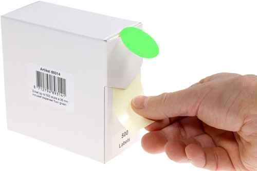 Etiket Rillprint 35mm op rol fluor groen 500 stuks-4