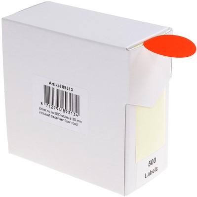 Etiket Rillprint 35mm op rol fluor rood 500 stuks-3