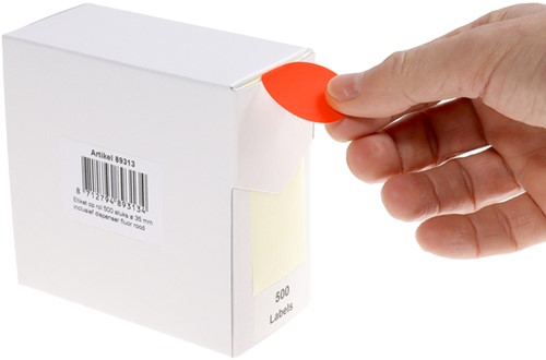 Etiket Rillprint 35mm 500st op rol fluor rood-4