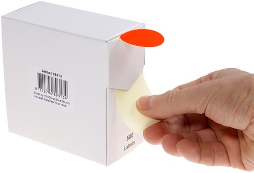Etiket Rillprint 35mm op rol fluor rood 500 stuks-2