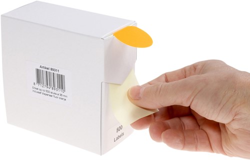 Etiket Rillprint 35mm op rol fluor oranje 500 stuks-4