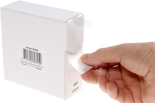 Etiket Rillprint 25mm op rol transparant 500 stuks-4