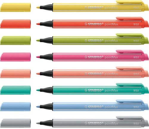 Viltstift STABILO pointMax 488/8 medium assorti pastel etui à 8 stuks-4