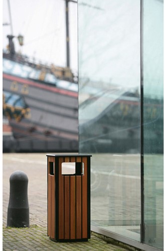 Afvalbak Vepa Bins voor buiten 36 liter zwart/houtlook-2