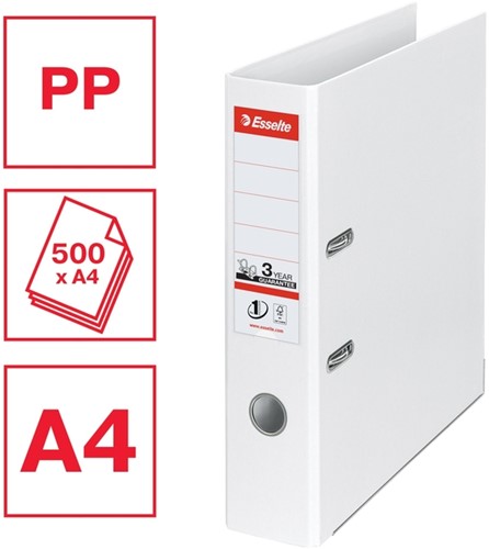Ordner Esselte No.1 72mm PP 30% gerecycled folie Multipack wit 5 stuks-5