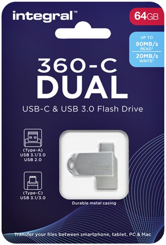 USB stick 3.0 Integral USB-360-C Dual USB-A 64GB-3