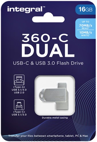 USB stick 3.0 Integral USB-360-C Dual USB-A 16GB-3