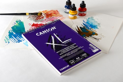 Mixed mediapapier Canson XL Fluid Mixed Media 30vel 250gr A4 extra wit-2