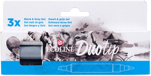 Duotip Talens Ecoline set à 3 stuks zwart en grijs-3