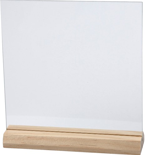 Glasplaat Creativ Company 15.5cmx15.5cm met houten voet 10 stuks