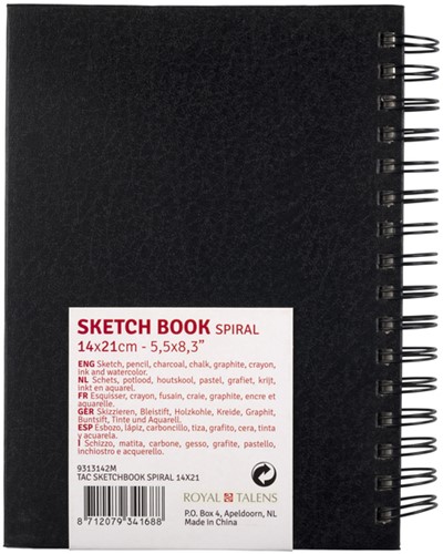 Schetsboek Talens Art Creation 80 witte vellen 110gr 140x210mm spiraal zwart-2