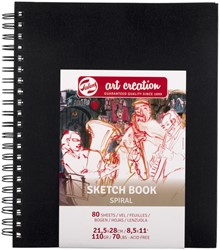 Schetsboek Talens Art Creation 80 witte vellen 110gr 210x280mm spiraal zwart