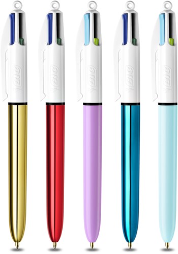 Balpen Bic 4kleuren My Bic medium assorti blik à 5 stuks-2