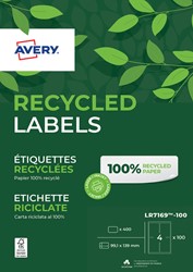 Etiket Avery LR7169-100 99.1x139 mm recycled wit 400 stuks