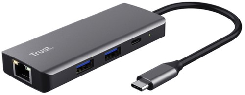 Adapter Trust Dalyx 6-in-1 USB-C multipoort grijs