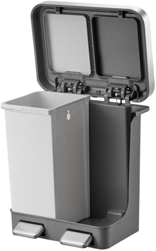 Pedaalemmer EKO Hana Duo Recycling 2x10 liter grijs wit-2