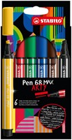 Viltstift STABILO Pen 68 Max Arty assorti etui à 6 stuks