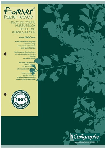 Cursusblok Clairefontaine Forever Calligraphe A4 lijn 2-gaats 200 pagina's 70gr groen