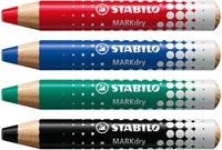 Whiteboardpotlood STABILO MARKdry 648/4 + slijper-microvezel ass 4st-2