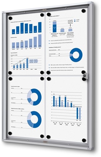 Vitrinebord Quantore voor binnen 4x A4 zilver