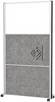 Scheidingswand MAUL akoestiek 100x180 2xdonker- 1xwhiteboard alum.frame mobiel