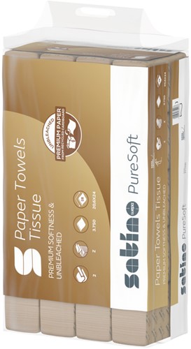Handdoek Satino PT2 PureSoft z-vouw 2-laags 206x240mm 25x150 vel naturel 277530