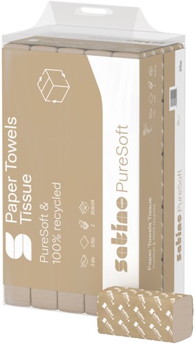 Handdoek Satino PT2 Puresoft z-vouw 2-laags 206x240mm 25x120 vel naturel 277530