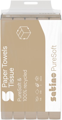Handdoek Satino PT2 Puresoft z-vouw 2-laags 206x240mm 25x120 vel naturel 277530-2