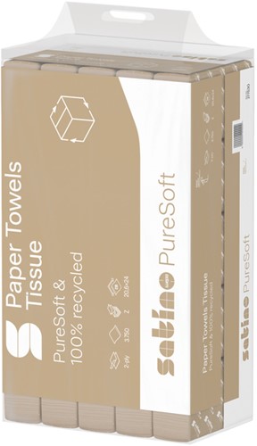 Handdoek Satino PT2 Puresoft z-vouw 2-laags 206x240mm 25x120 vel naturel 277530-3