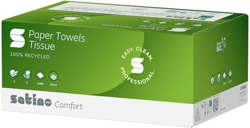Handdoek Satino PT3 Comfort v-vouw 2-laags 250x230mm 20x160 vel naturel 277200