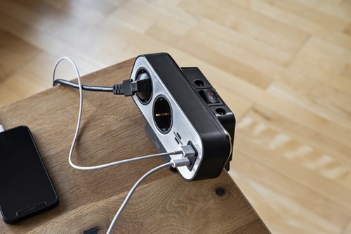 Stekkerdoos Brennenstuhl bureau Estilo 10 voudig inclusief 1 USB C, 1 USB A, 2 meter zilver/zwart-1