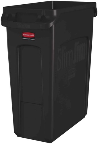 Afvalbak Rubbermaid Slim Jim Vented met luchtsleuven 60 liter bruin