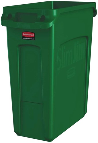 Afvalbak Rubbermaid Slim Jim Vented met luchtsleuven 60 liter groen