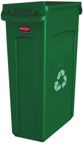 Afvalbak Rubbermaid Slim Jim Vented met luchtsleuven 87 liter groen