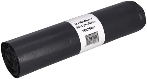 Afvalzak Cleaninq 60x90cm LDPE recycled T50 70L grijs rol à 25 stuks