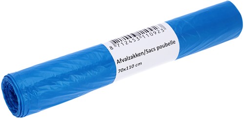 Afvalzak Cleaninq 70x110cm HDPE T25 120L blauw rol à 20 stuks