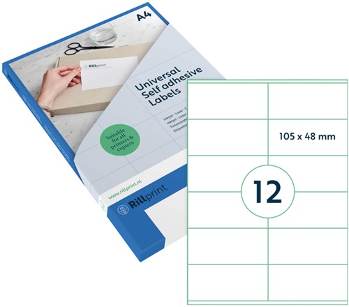 Etiket Rillprint 105x48mm mat transparant 300 stuks